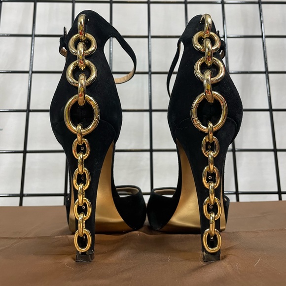 🚚 MOVING SALE Diane Von Furstenberg Sofia Black Suede Chain Heels by DVF - Picture 10 of 15